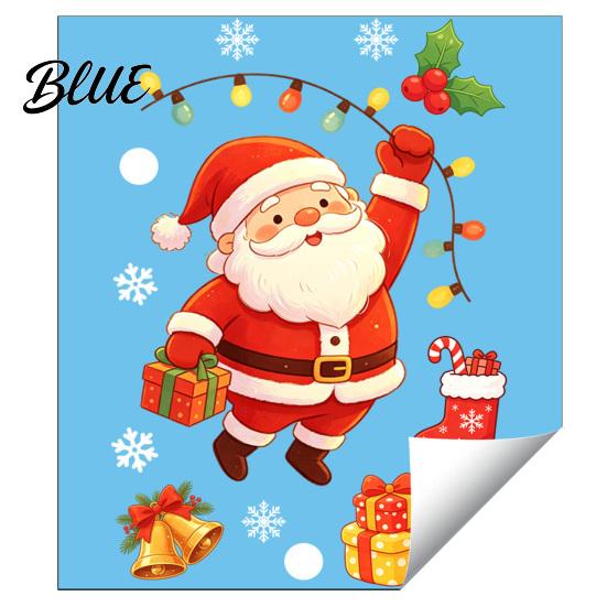 Durable PVC Window Film for Holidays Santa Claus Christmas Static Clings Glass Stickers with Snowflake Bear Decorative Bathroom Bell Patterns,
