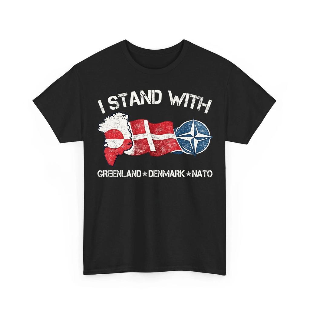 Greenland Shirt, I Stand With Greenland Denmark NATO Funny Political 100% Cotton T-shirt Mens Tees Top