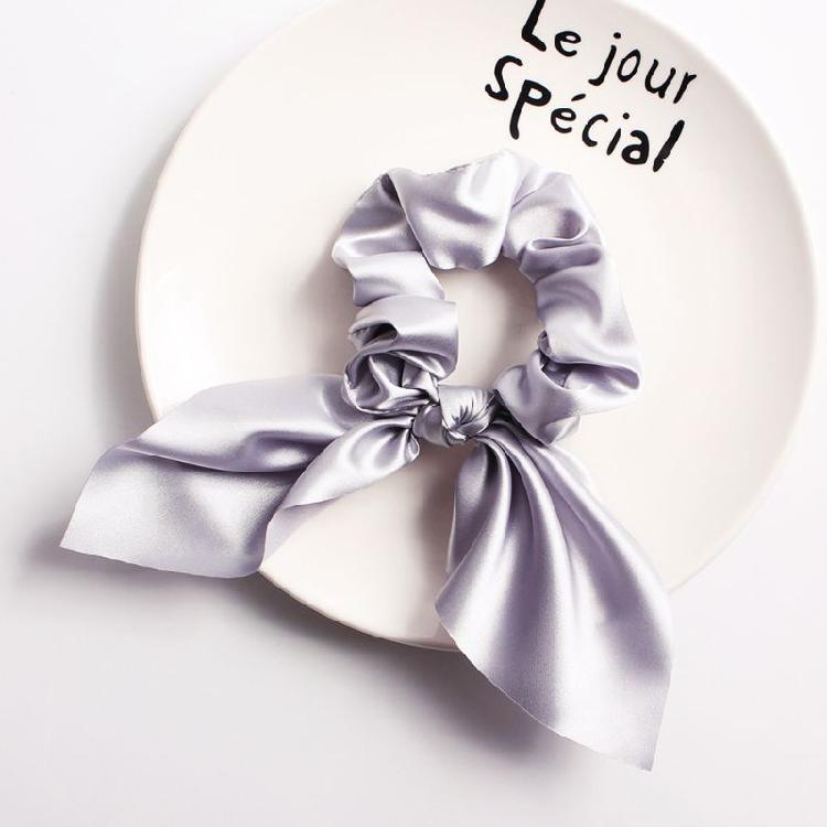 Elegant Bunnies Ears Hair Tie  Satins Scrunchie Solid Color Hair Accessory Ponytail Holder For Women and Girls