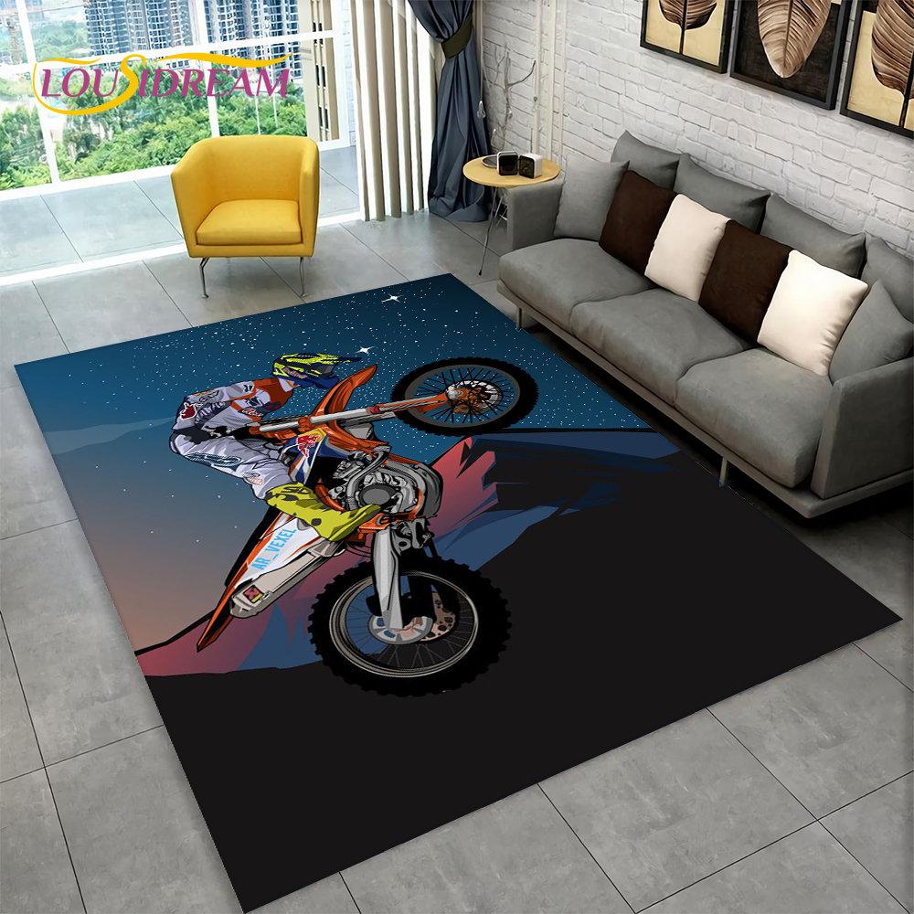 3D Motorcycle Racing Area Rug Large,Carpet Rug for Home Living Room Bedroom Sofa Doormat Decoration,Kid Play Non-slip Floor Mat