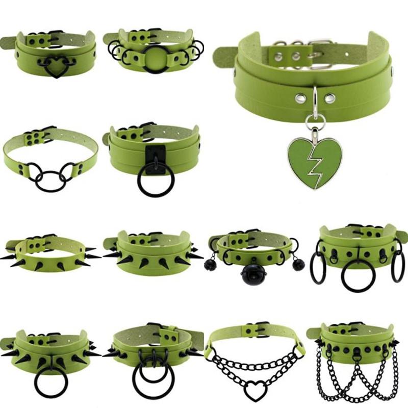 Yto Scarf Women's Green Halloween Cosplay Goth Choker Collar Necklaces Designed For Emo Punk Balck Spike Geometry Pendant Necklace Y2k Jewelry Gifts