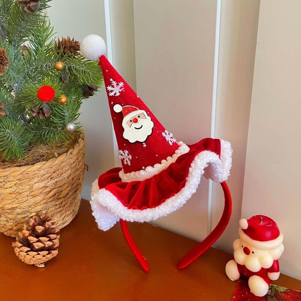 Shiny Sequin Christmas Headband Bright Red Forest Green Xmas Tree Headpiece Plush Decor Elastic Band Santa Hat Hairband