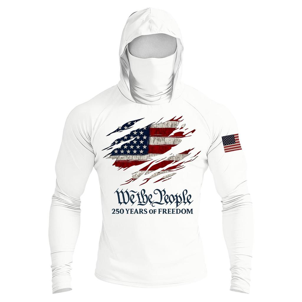 Men's Casual Raglan Sleeve Hooded Long Sleeve Sun Protection Shirt Lightweight Breathable Outdoor Sports Top with Face Cover