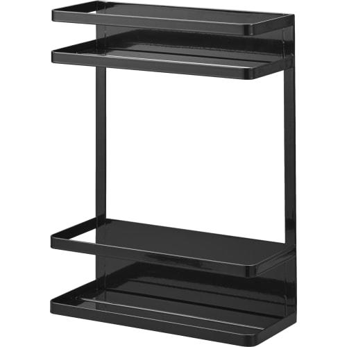 Yamazaki Tower Laundry Rack, 2-Tier Magnetic Storage Rack for Next to Washing Machine, Black, W28 x D11.5 x H40cm, Large Capacity, Holds Refills, Mode