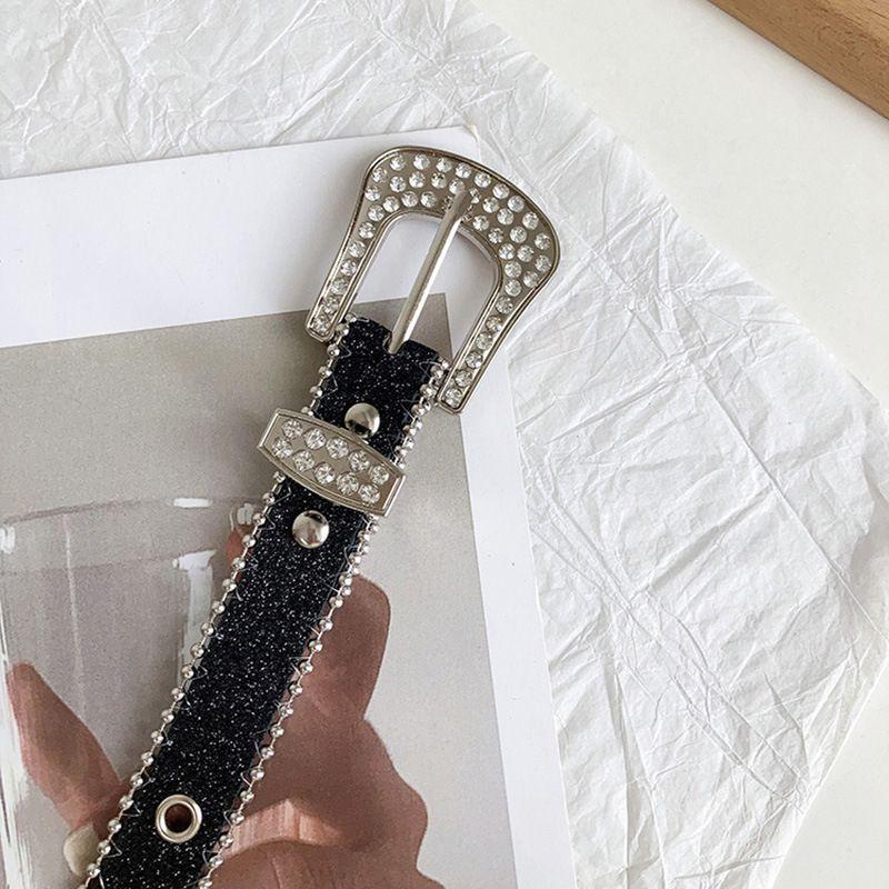 

Кожаный ремень Y2K со стразами и пряжкой-булавкой - Трендовая ретро-мода для женщин