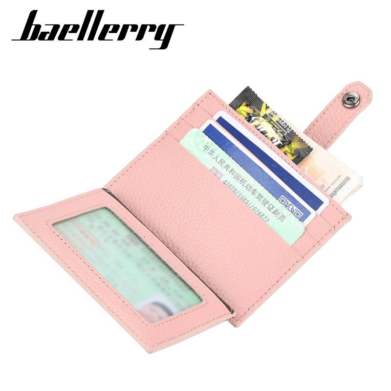 Baellerry Men and Women Multifunctional Short Purse Genuine Leather Wallet Ultra Thin Card Holder Unisex Billfold Snap Button Driver's License Bag