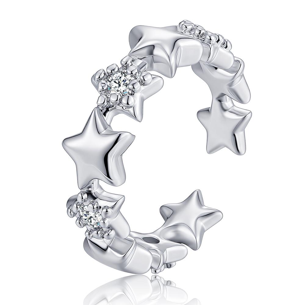 High Quality And Fashionable Copper Star Women'S Ring, Sparkling Zircon Star Opening Ring, Girls' Holiday Jewelry Gift
