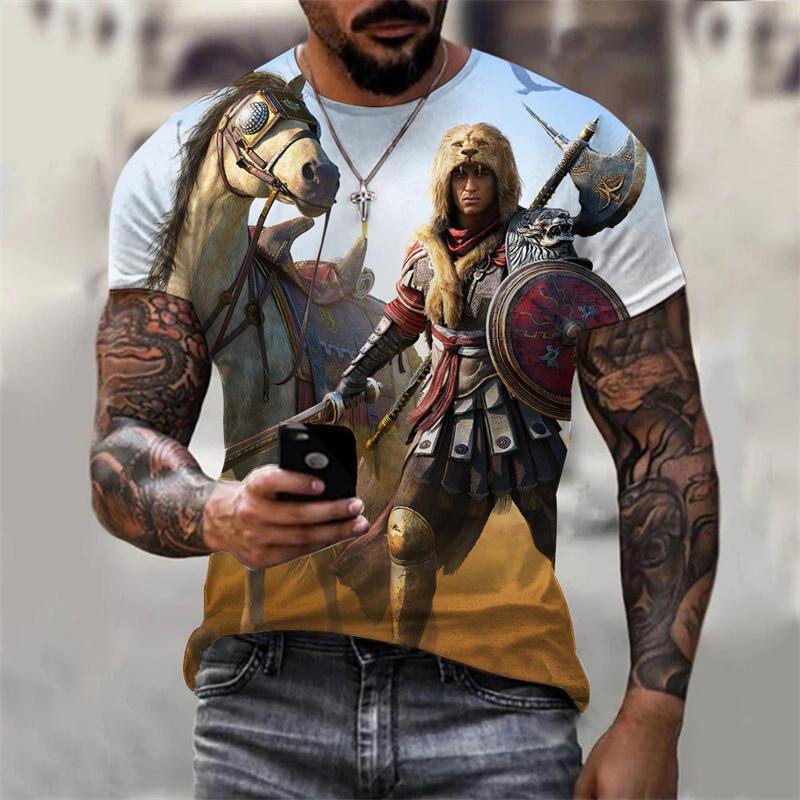 Popular Anime Pattern 3D Digital Printing Men's Fashionable Round Neck Short Sleeved T-shirt