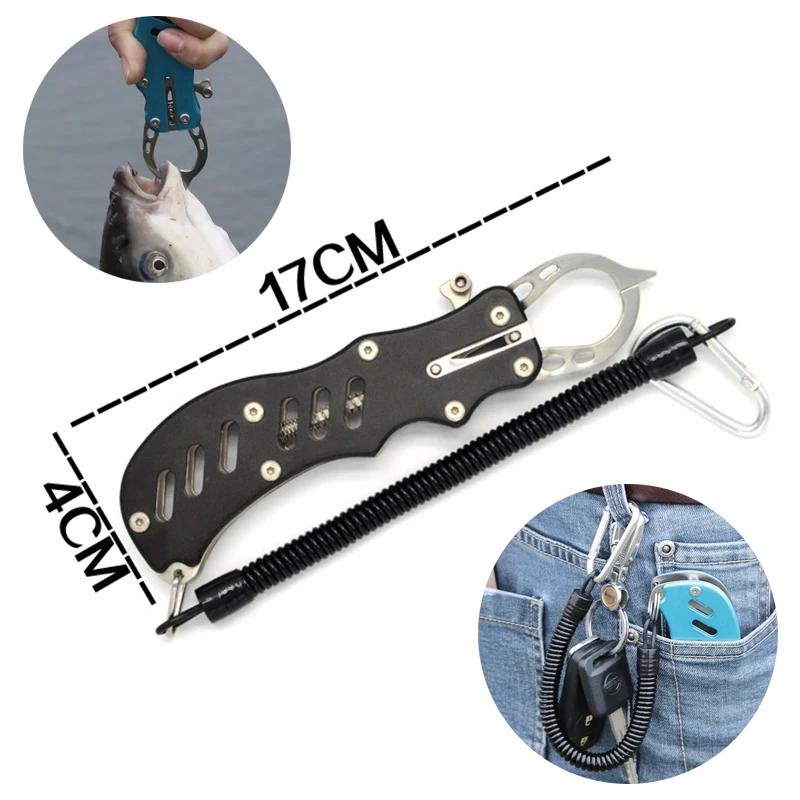 Portable Fishing Gripper Stainless Steel Lock Fish Lip Grabber Powerful Gripper Trigger Ice Sea Fishing Tackle Gear Accessories