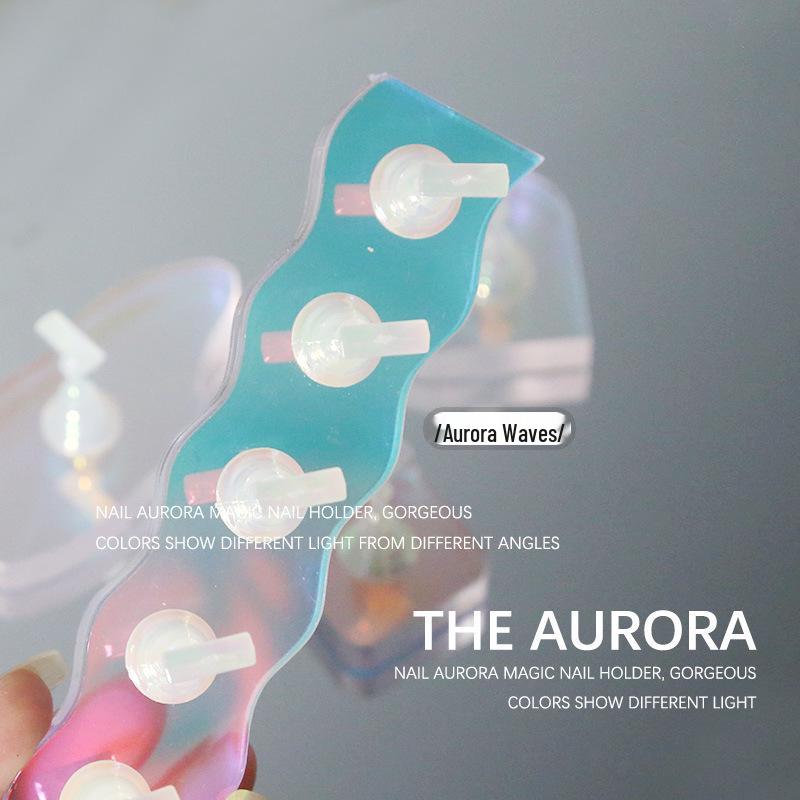 Fairy Aurora Iridescent Nail Art Practice Base & Holder: Thickened Acrylic Magnetic Display Stand