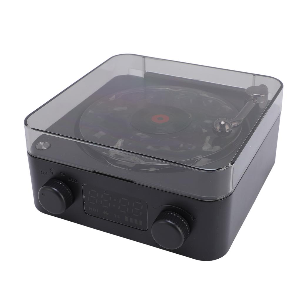 Stereo-Lautsprecher mit Wasserwellenlicht und Zeitanzeige Retro Plattenspieler BT-Lautsprecher für Schlafzimmer