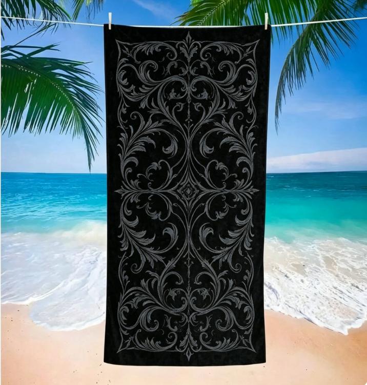 Black Spider Web Beach Towel, Microfiber Sand Free Quick Dry, Gothic Halloween Pattern, Soft Absorbent for Summer & Pool