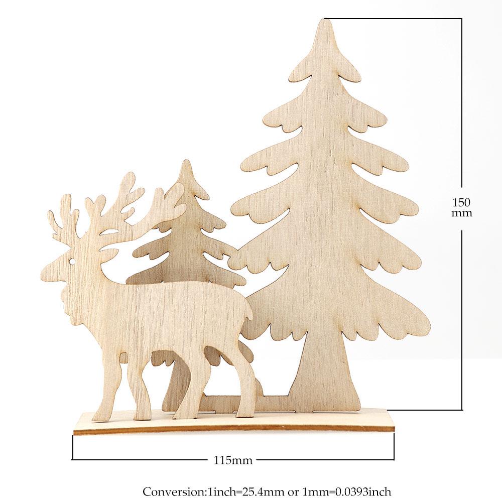 1Pc Wooden 3D DIY Assemble Craft Ornaments Decorations Christmas Reindeer Santa Claus,for Christmas Party Home Desk Decor