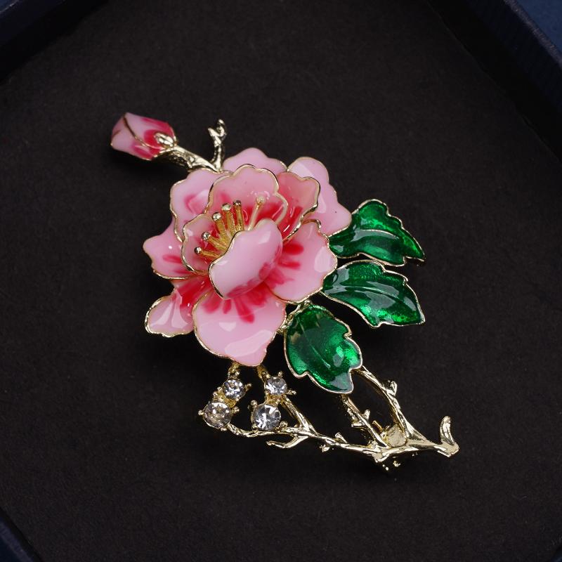 Vintage Peony Brooch Temperament Elegant Painted Design Flower Corsage Pin Versatile Wedding Jewelry Accessories