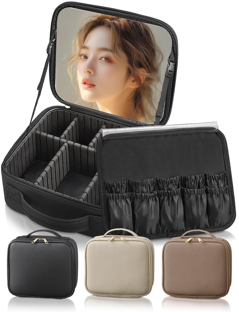 Makeup box with mirror by a skin care Large professional with cute cosmetic makeup cosmetic ANNOPE [Supervised therapist] capacity, grade, 11-inch