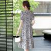 Elegant Floral Mid-Length Summer Dress for Middle-Aged Women