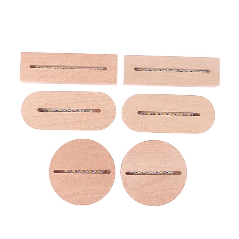 AAA Batteriebetriebener LED-Lichtständer mit Holzsockel für Acryl-Nachtlampe, Kunst, DIY-Holzlichtständer