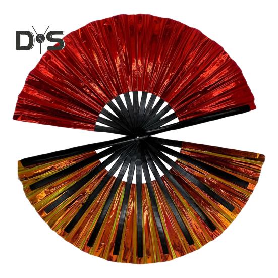 Holografischer Faltfächer, tragbar, schillernder PVC-Handfächer, Regenbogen-Sommer-Handfächer, Dekoration, Tanz-Performance-Requisiten, Party-Kostümzubehör