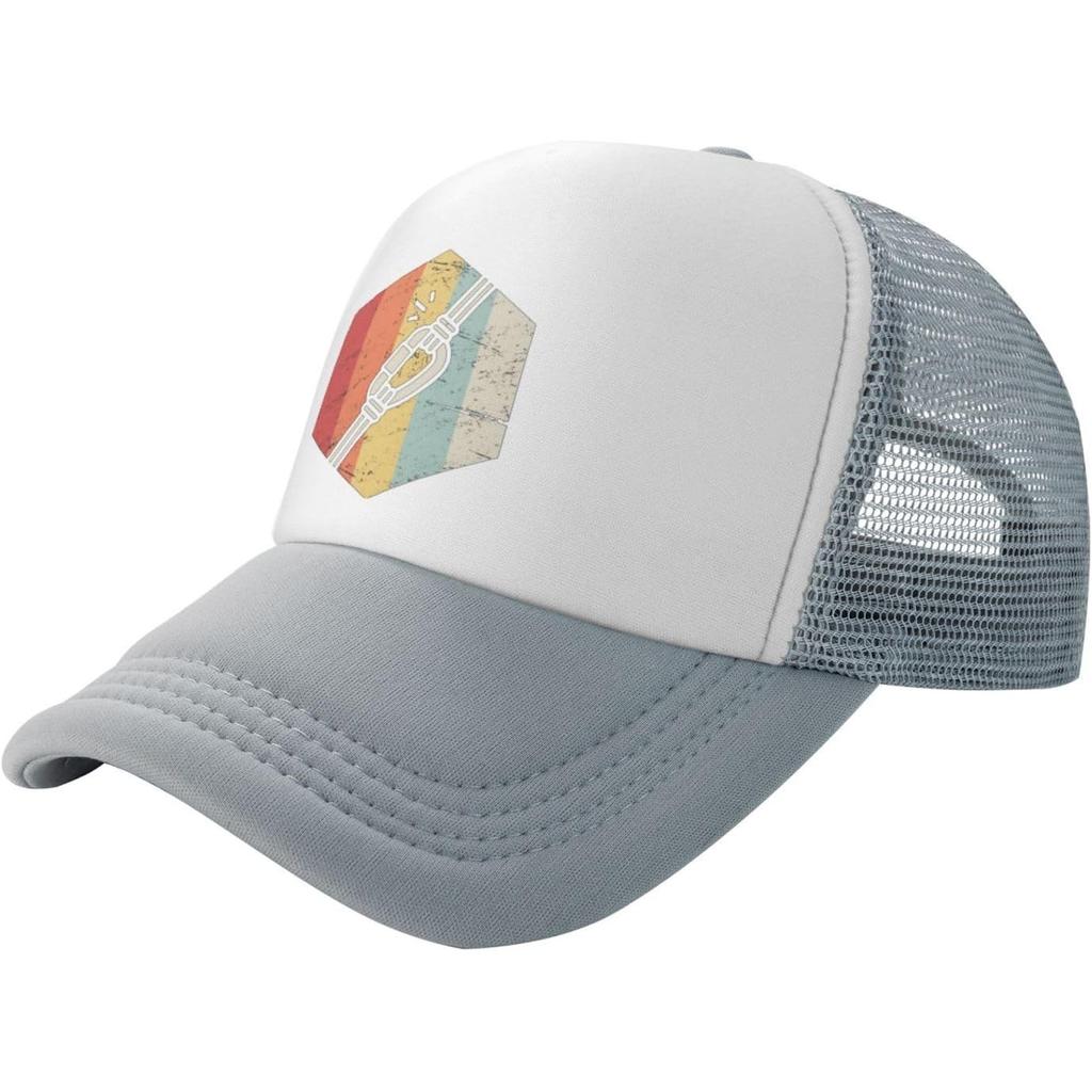 Rock Climbing Icon Trucker Hat Retro Vintage Snapback Mesh Cap for Outdoor Unisex Adults