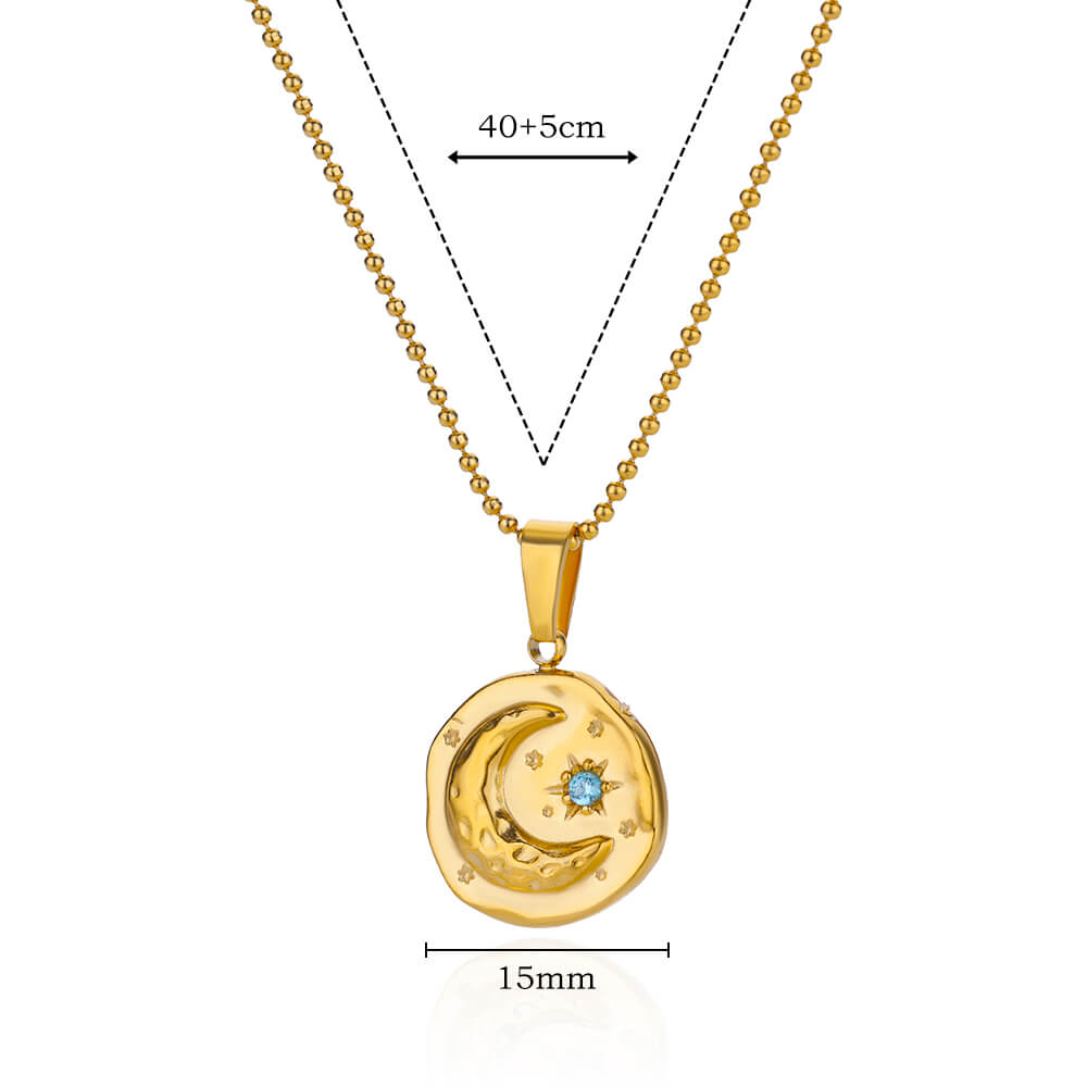 

Blue Zircon Star Moon Necklaces for Women Stainless Steel Gold Color Chain Collar Wedding Necklace Jewelry Accessories Gift BFF