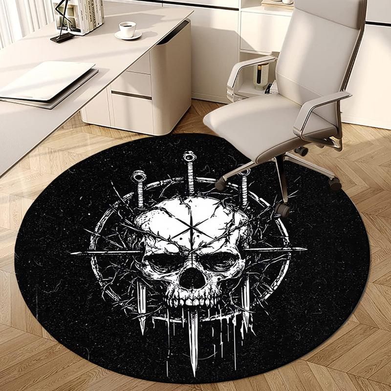 1pc Office Carpet Chair Mats Skull with Crown of Thorns Perfect for Decorating Office Chairs, Living Rooms, Or Bedrooms.YDT188
