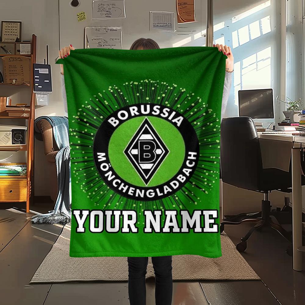 1 Stück Personalisierte Decke mit Vfl Gladbach Muster aus Flanell, geeignet für alle Jahreszeiten, für Heimdekoration, Wärme und Komfort, Geschenke, Weihnachtsgeschenk