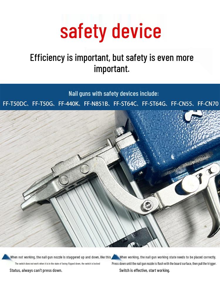 Dongcheng Pneumatic Nail Gun - F30 Woodworking Mosquito, Steel, and T50 Strip Nailer Stapler