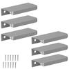 Modern Matt Silver Edge Furniture Handle 64/84 MM Set of 6