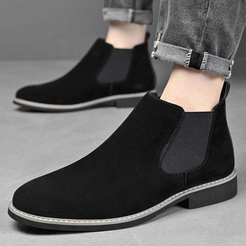 Fashion Fashion Men's Chelsea Boots Mid Top Leather Casual Shoes New Vintage Style Male Handmade Footwear Business Dress Man Ankle Boots