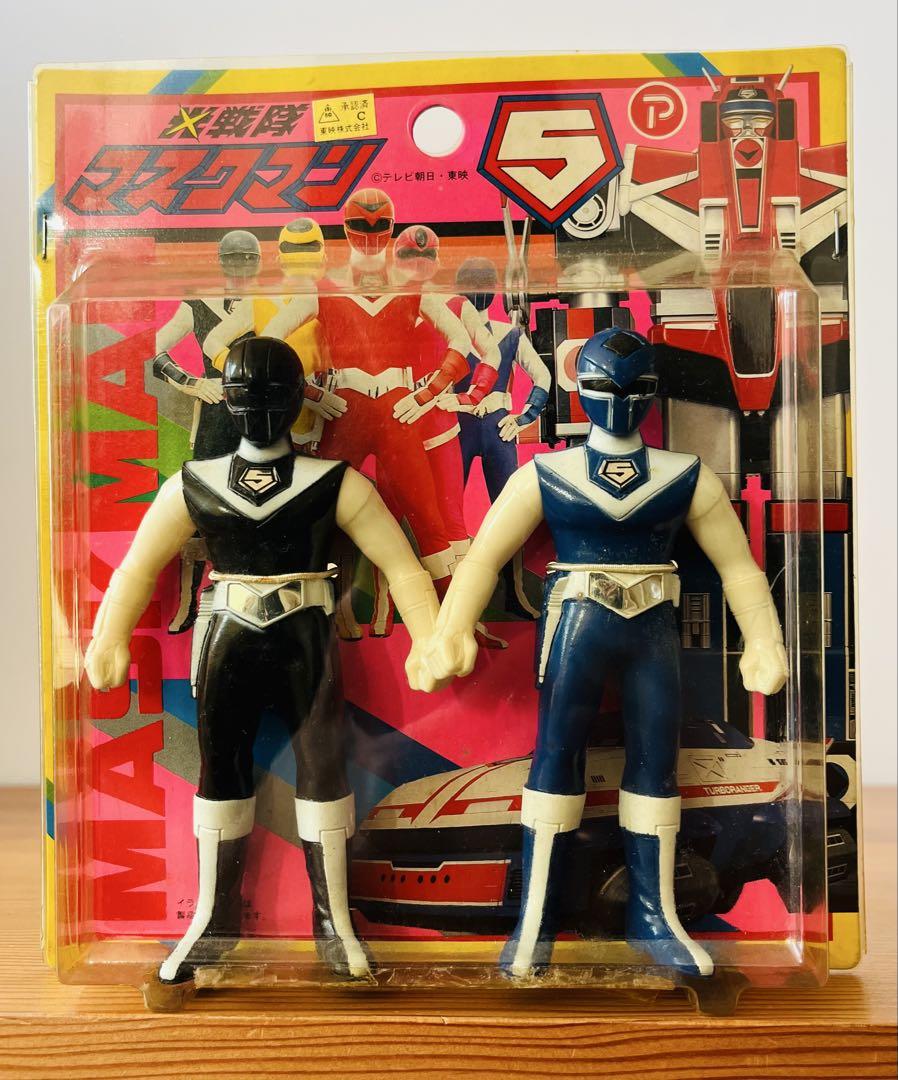 

[USED] Hikari Sentai Maskman Soft Vinyl Set Blue Mask Black Mask Item