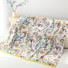 Four-layer Gauze Towel Quilt, 100% Cotton, Double-sided Blanket, Rustic Style