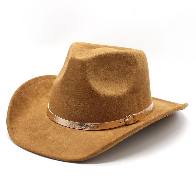 Wide Belt Suede Western Denim Top Hat Men'S And Women'S Couple Hat