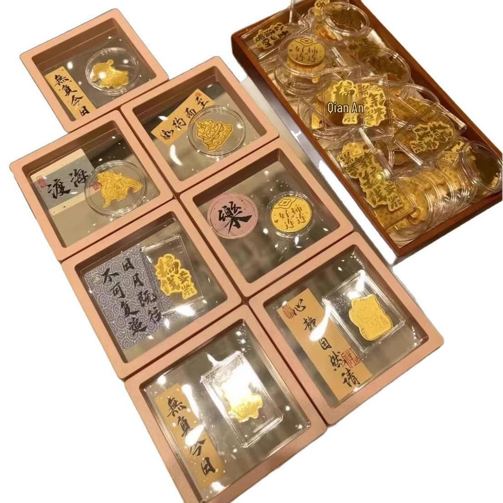 999 Pure Gold Mobile Sticker - Lucky Cat & Wealth God Design for Prosperity