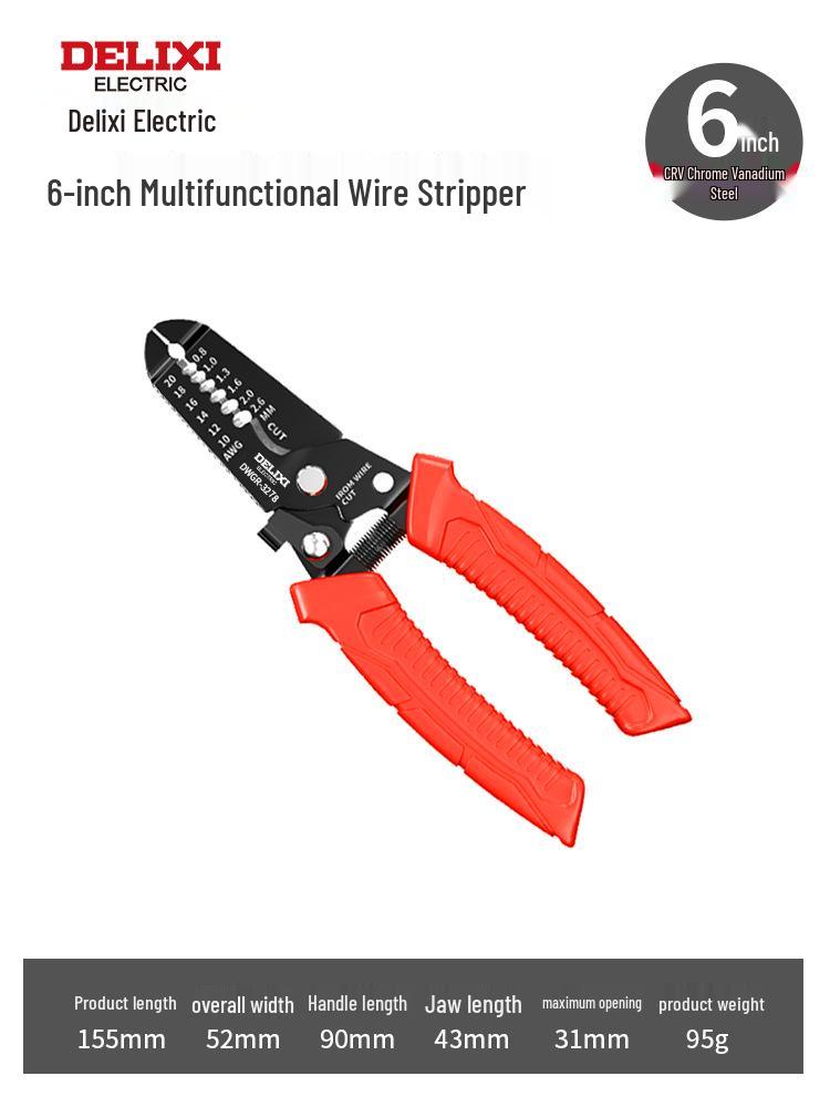 

Delixi Multifunctional Wire Strippers & Cutters: Electrician Crimping Pliers and Cable Scissors.