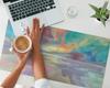 Protective Mat Desk Pad Table Top Clouds In Pastel Colors 90x45 Cm
