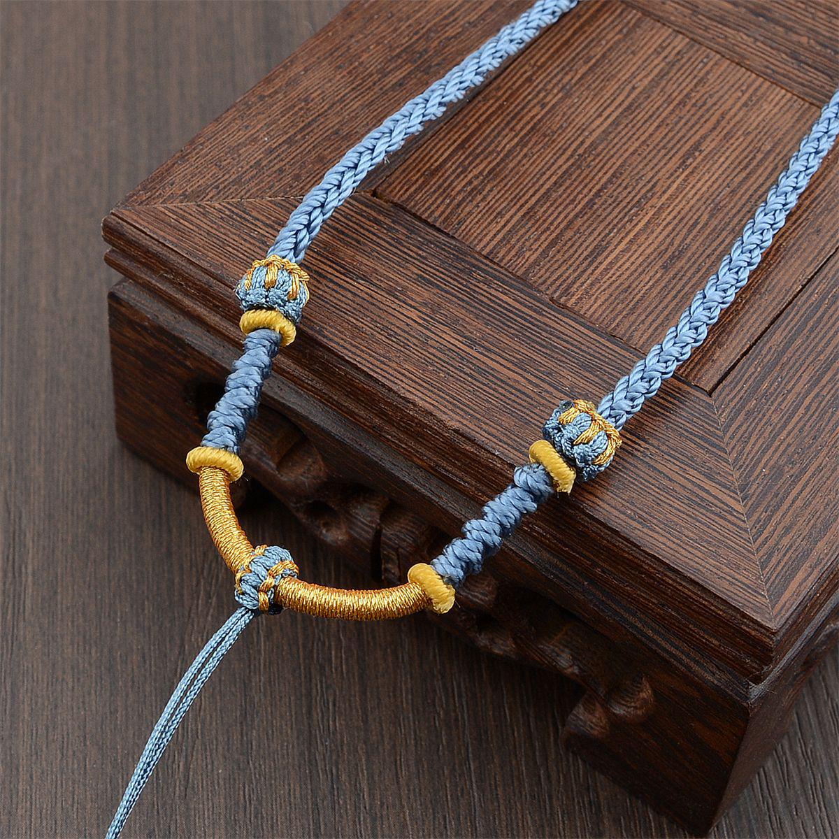 Four-strand Braided Hand-knotted Jade Agate Pendant Necklace Rope