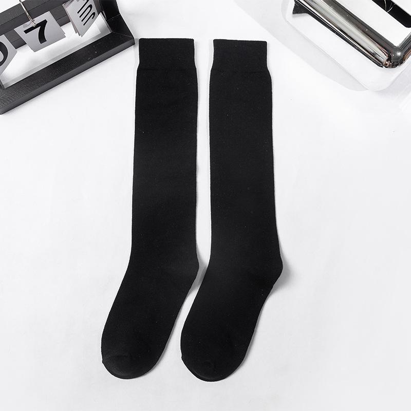 Pair With Loafers And Socks Fashionable And Versatile Black And White Socks Four Seasons Regular Solid Color Cotton Socks, Trendy Student Socks