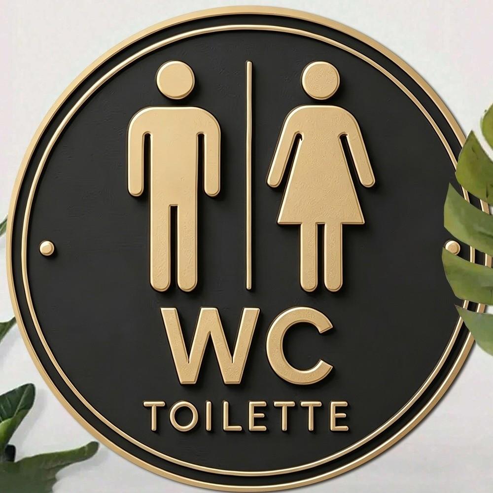 Door Hanging 2D Flat Sign Wall Decoration Modern Toilet Sign German Toilet Sign Bathroom Door