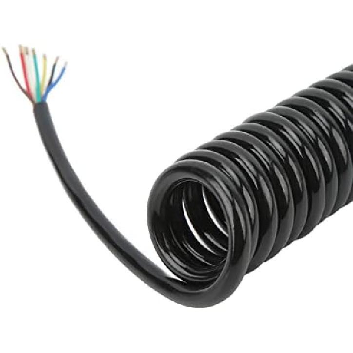 Trailer Extension Wiring Cable, Trailer Extension Coiled Cable 12.8ft 20AWG 7 Core Polyurethane Copper Trailer Extension Cable for Tow Truck RV