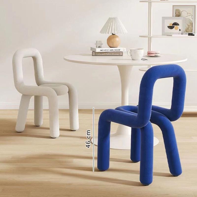 Creative Designer Vanity Chair with Backrest for Bedroom, Bold and Irregular Shape Leisure Stool