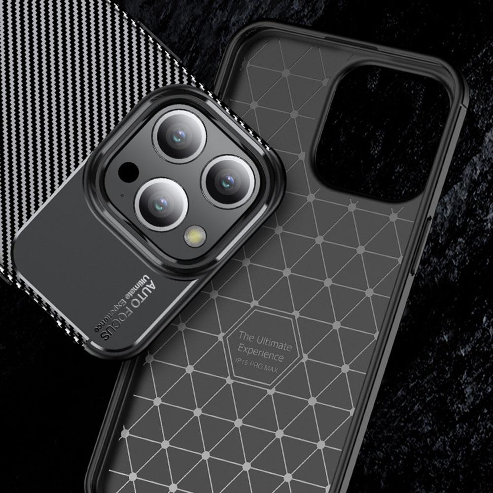 Soft TPU Phone Case for iPhone 15 Pro Max,Anti-scratch Carbon Fiber Texture Phone Cover