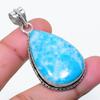 Natural Larimar Gemstone Handmade 925 Sterling Silver Jewelry Pendant 1.93" AP-14830