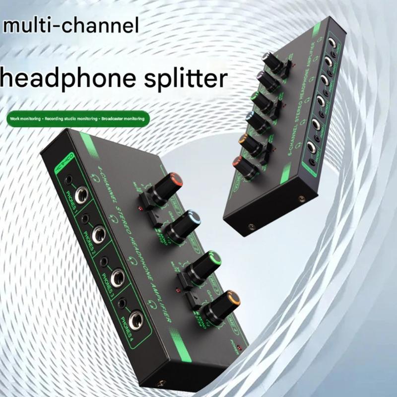 Wielokanałowy Rozdzielacz Dźwięku Stereo Wzmacniacze Słuchawkowe Z Gniazdami 3,5 Mm/6,35 Mm Oświetlenie Do Produkcji Muzycznej Nauczania