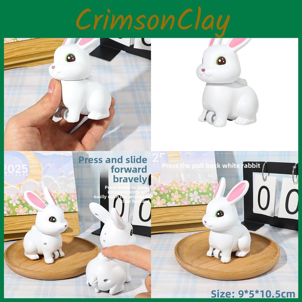 Little Childrens Toy White Rabbit Inertia Press Rebound Force Animal Cartoon Car