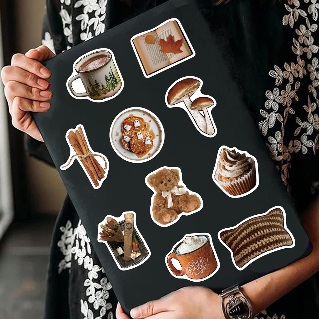 103053Pcs Autumn Ins Style Graffiti Stickers Cartoon Brown Decals Toy Diy Decoration Scrapbook Fridge Phone Bike Graffiti Gift