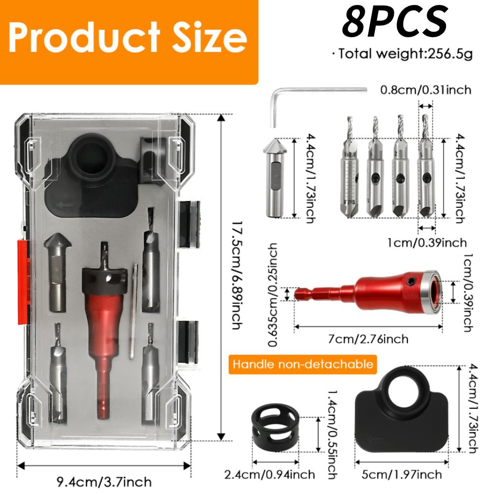 

Многофункциональный набор зенковочных сверл с регулируемым ограничителем глубины, преобразующийся в фрезу для снятия фаски под углом 45 градусов, двухстороннее лезвие 8/10 мм