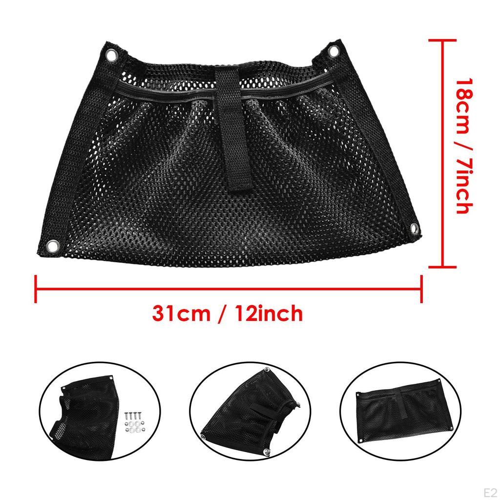 Adjustable Kayak Boat Gear Accessories Trash Storage Mesh Pouch Bag & Screws 31 x 18 cm
