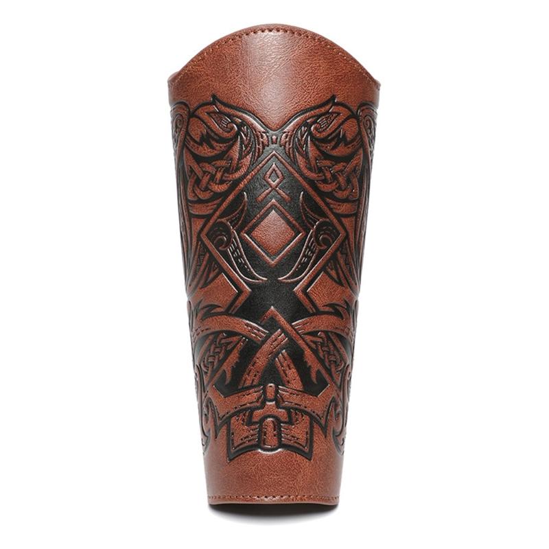 

Middle Ages Wristband Perfect for Costume Parties Gatherings Cosplay Embossed Gauntlet Bracer Gauntlet Brown Wristband коричневый