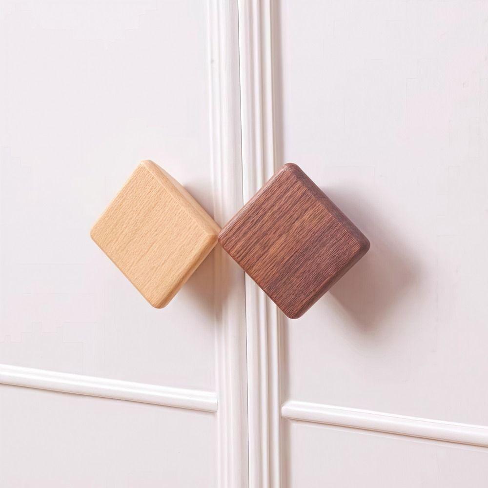 Nordic Style Cabinet Knob Handle Wooden Solid Wood Wardrobe Drawer Handles Round Square Lockers Knob Handle Cabinet Doors