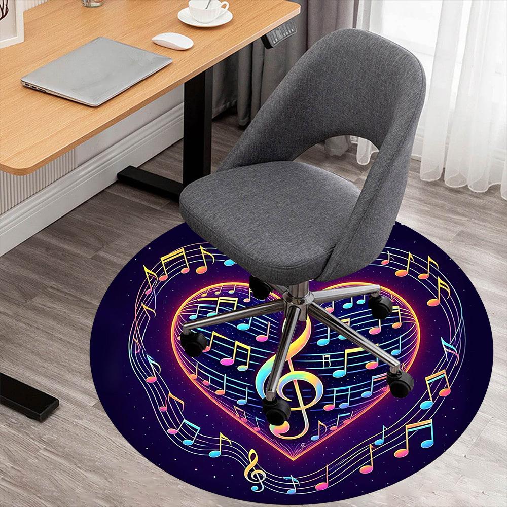 

1pc music heart Round Chair mat Area Rug - Non-Slip, Floor Mat for Office, Bedroom, and Indoor Decor c1125075 80cm by 80cm